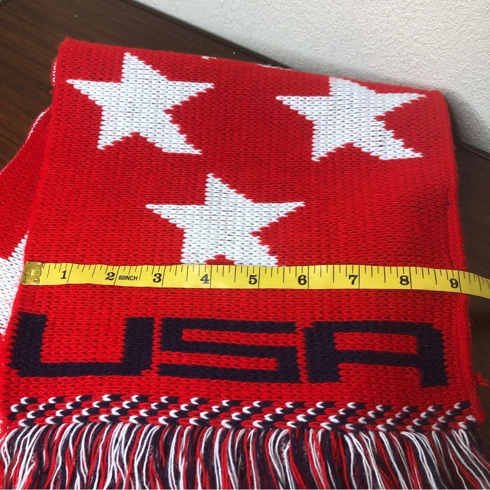 Knitmakers USA USA Red White and Blue Acrylic Knit Scarf Stars‎ 9